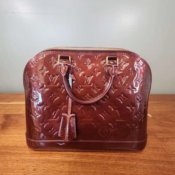 Louis Vuitton Vernis Alma Bag Burgundy Patent, rear view
