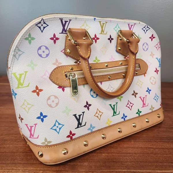 Louis Vuitton Multicolore Alma Handbag White, side view