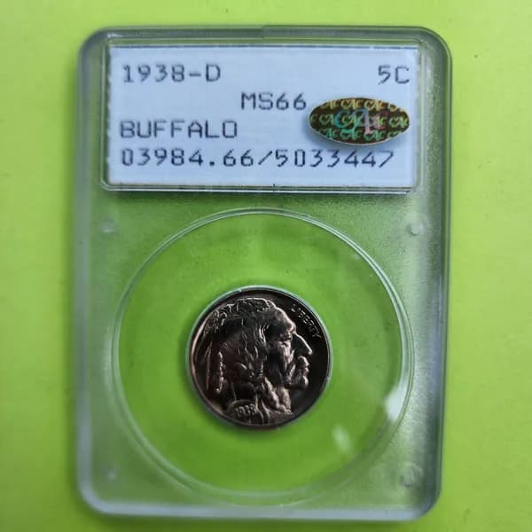 1938-D Buffalo Nickel MS66 PCGS Certified, primary view