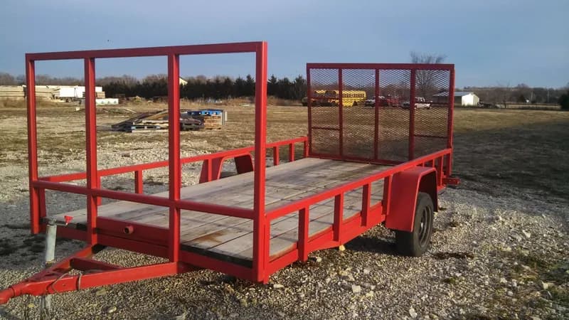 Red Utility Trailer w/ Mesh Gate Sides, primary view