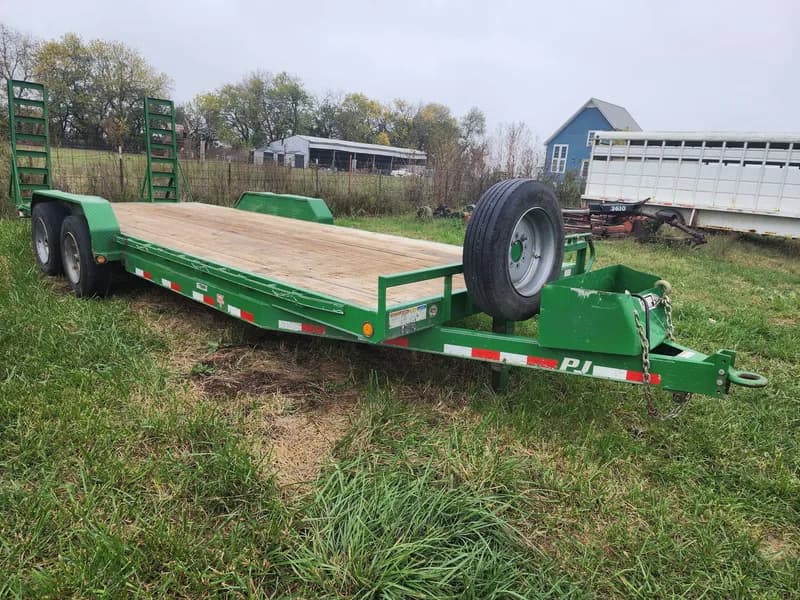 PJ Dual Axle Equipment Trailer w/ Ramps, rear view