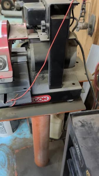 Oregon Bench Grinder with Revolving Wheel, side view