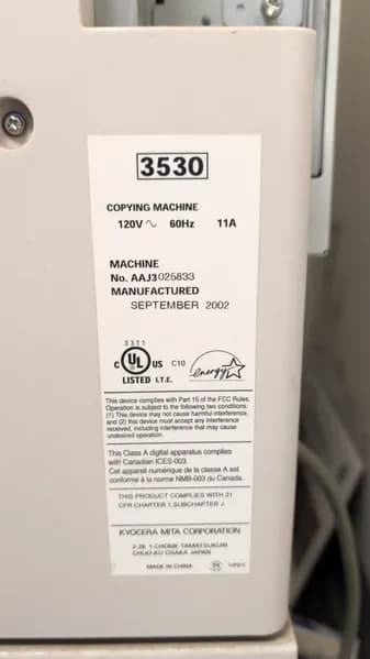Kyocera Mita KM-3530 Commercial Copying Machine, detail view