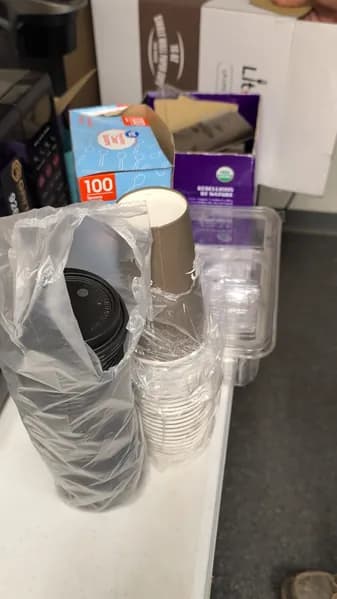 Litopak LP-CPC-16OZ-210C Compostable Coffee Cups Bulk Lot, close-up view
