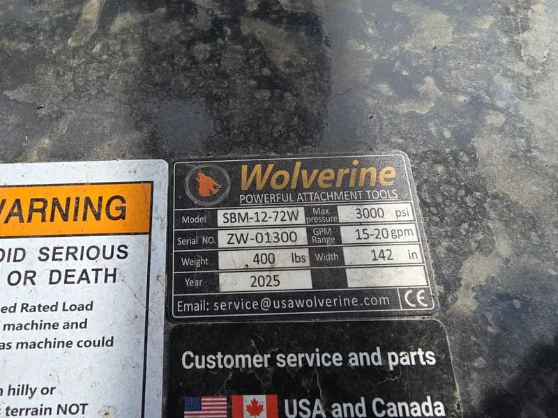 Wolverine 72-inch Skid Steer Sickle Bar Mower, rear view