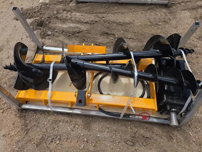 Skid Steer Hydraulic Earth Auger Drilling Attachment, rear view