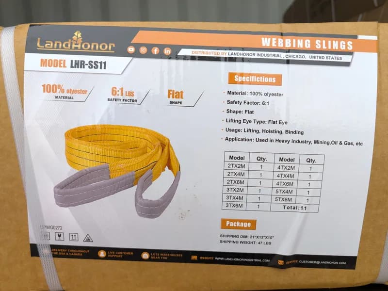 LandHonor LHR-SS11 Webbing Slings 6:1lbs Safety Factor Flat, primary view