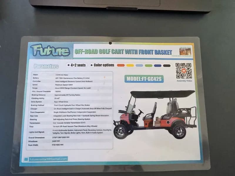 Unused Captok Electric Off-Road Golf Cart 6-Person GC42S 60V - Unassembled - (Blue), rear view