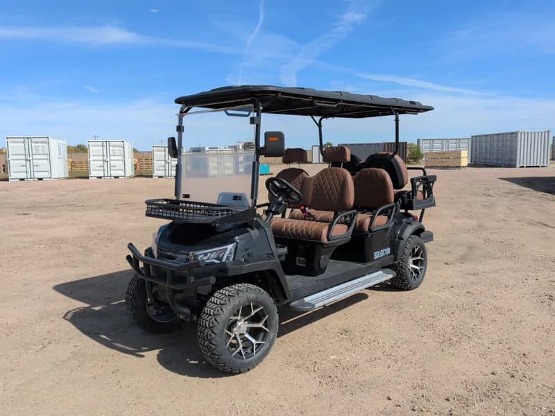 New 6 Person Luxury Electric Golf Cart SDLGC100 (Assembled) (Black)*Small hole in roof*, side view