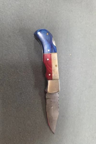 Fixed Blade Hunting Knife w/ Leather Sheath, close-up view