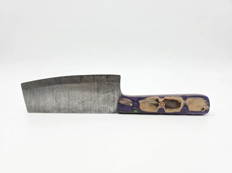 Damascus-Pattern Style Fixed Blade Knife Set: Cleaver & Fillet w/ Sheaths, primary view